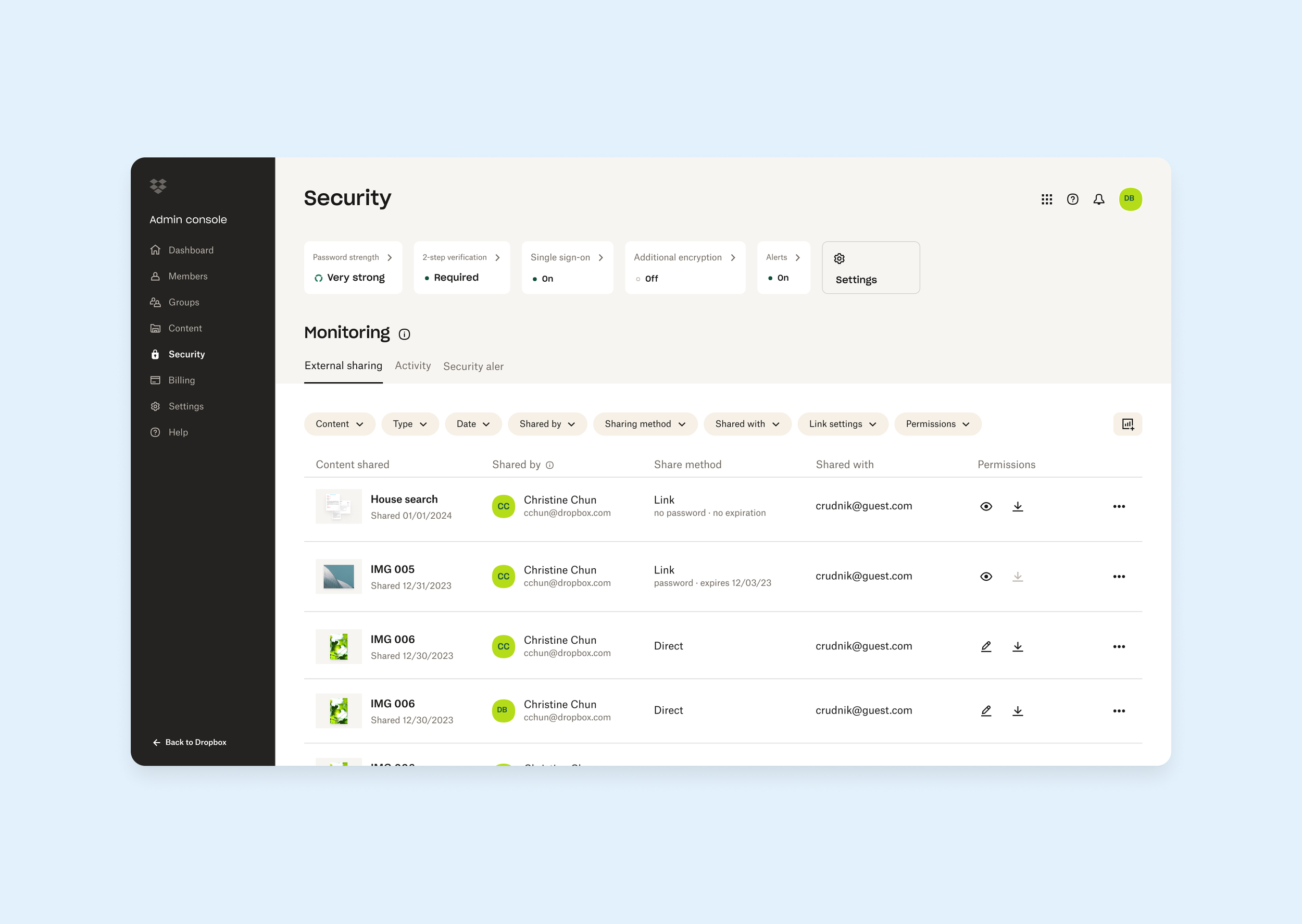 Admin Console Redesign • Dropbox